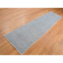 Load image into Gallery viewer, 2&#39;7&quot;x9&#39;10&quot; Spanish Gray, Hand Knotted, Silver Wash Peshawar, Plain With No Design, Pure Wool, Oriental Runner Rug FWR526146