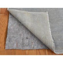 Load image into Gallery viewer, 2&#39;7&quot;x9&#39;10&quot; Spanish Gray, Hand Knotted, Silver Wash Peshawar, Plain With No Design, Pure Wool, Oriental Runner Rug FWR526146