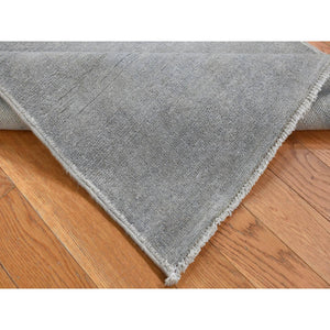 2'7"x9'10" Spanish Gray, Hand Knotted, Silver Wash Peshawar, Plain With No Design, Pure Wool, Oriental Runner Rug FWR526146