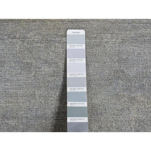 2'7"x9'10" Spanish Gray, Hand Knotted, Silver Wash Peshawar, Plain With No Design, Pure Wool, Oriental Runner Rug FWR526146