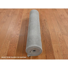 Load image into Gallery viewer, 2&#39;7&quot;x9&#39;10&quot; Spanish Gray, Hand Knotted, Silver Wash Peshawar, Plain With No Design, Pure Wool, Oriental Runner Rug FWR526146