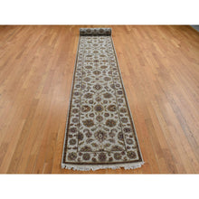 Load image into Gallery viewer, 2&#39;7&quot;x16&#39; Eggshell White, Half Wool And Half Silk, Rajasthan With All Over Leaf Design, Hand Knotted, Xl Runner, Oriental Rug FWR526164
