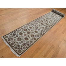 Load image into Gallery viewer, 2&#39;7&quot;x16&#39; Eggshell White, Half Wool And Half Silk, Rajasthan With All Over Leaf Design, Hand Knotted, Xl Runner, Oriental Rug FWR526164