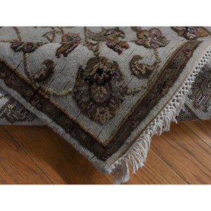 2'7"x16' Eggshell White, Half Wool And Half Silk, Rajasthan With All Over Leaf Design, Hand Knotted, Xl Runner, Oriental Rug FWR526164