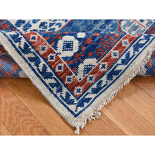 Load image into Gallery viewer, 4&#39;1&quot;x14&#39; Ivory With A Mix Of Blue, Mamluk Design, Vegetable Dyes, Hand Spun New Zealand Wool, Hand Knotted, Oriental, Wide Runner Rug FWR526176