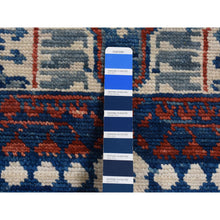 Load image into Gallery viewer, 4&#39;1&quot;x14&#39; Ivory With A Mix Of Blue, Mamluk Design, Vegetable Dyes, Hand Spun New Zealand Wool, Hand Knotted, Oriental, Wide Runner Rug FWR526176