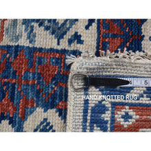 Load image into Gallery viewer, 4&#39;1&quot;x14&#39; Ivory With A Mix Of Blue, Mamluk Design, Vegetable Dyes, Hand Spun New Zealand Wool, Hand Knotted, Oriental, Wide Runner Rug FWR526176