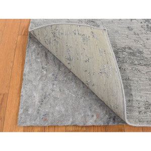 8'x10' Cloud Gray, Tabriz Erased And Broken Design, Tone On Tone, Wool And Silk, Hand Knotted, Oriental Rug FWR526194