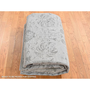 8'x10' Cloud Gray, Tabriz Erased And Broken Design, Tone On Tone, Wool And Silk, Hand Knotted, Oriental Rug FWR526194