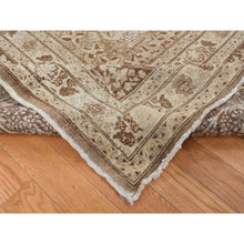 Load image into Gallery viewer, 9&#39;2&quot;x12&#39;5&quot; Beeswax Brown, Antique Persian Tabriz, Birds and Trees Design, Pure Wool, Even Wear, Hand Knotted, Oriental Rug FWR526206