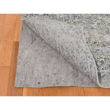 Load image into Gallery viewer, 9&#39;x12&#39;3&quot; Cadet Gray, Wool With Real Silk, Broken And Erased Intricate Contemporary Design, Hand Knotted, Oriental Rug FWR526218