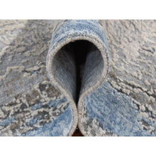 Load image into Gallery viewer, 9&#39;x12&#39;3&quot; Cadet Gray, Wool With Real Silk, Broken And Erased Intricate Contemporary Design, Hand Knotted, Oriental Rug FWR526218
