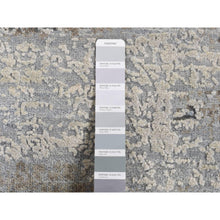 Load image into Gallery viewer, 9&#39;x12&#39;3&quot; Cadet Gray, Wool With Real Silk, Broken And Erased Intricate Contemporary Design, Hand Knotted, Oriental Rug FWR526218
