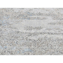Load image into Gallery viewer, 9&#39;x12&#39;3&quot; Cadet Gray, Wool With Real Silk, Broken And Erased Intricate Contemporary Design, Hand Knotted, Oriental Rug FWR526218