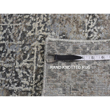 Load image into Gallery viewer, 9&#39;x12&#39;3&quot; Cadet Gray, Wool With Real Silk, Broken And Erased Intricate Contemporary Design, Hand Knotted, Oriental Rug FWR526218