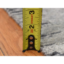 Load image into Gallery viewer, 10&#39;1&quot;x10&#39;1&quot; Medium Gray, Hand Spun Undyed Natural Wool, Modern Criss Cross Erased Design, Hand Knotted, Square Oriental Rug FWR526230