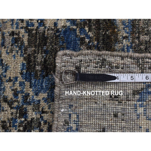 8'1"x10'1" Cloud Gray, Broken Flower Design, Pure Wool, Hand Knotted, Oriental Rug FWR526236