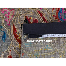 Load image into Gallery viewer, 8&#39;x10&#39; Thunder Gray, Sari Silk And Textured Wool, Colorful Maharaja Design, Hand Knotted, Oriental Rug FWR526242