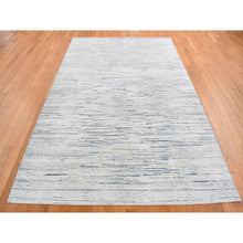 Load image into Gallery viewer, 10&#39;x14&#39; Ivory, Striae Design, Textured Wool, Hand Knotted, Oriental Rug FWR526248