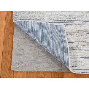 10'x14' Ivory, Striae Design, Textured Wool, Hand Knotted, Oriental Rug FWR526248