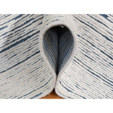 Load image into Gallery viewer, 10&#39;x14&#39; Ivory, Striae Design, Textured Wool, Hand Knotted, Oriental Rug FWR526248