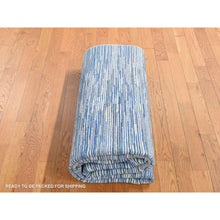 Load image into Gallery viewer, 10&#39;x14&#39; Ivory, Striae Design, Textured Wool, Hand Knotted, Oriental Rug FWR526248