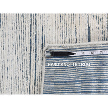 Load image into Gallery viewer, 10&#39;x14&#39; Ivory, Striae Design, Textured Wool, Hand Knotted, Oriental Rug FWR526248