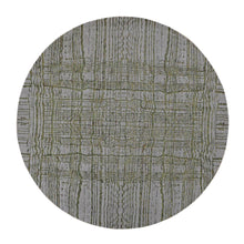 Load image into Gallery viewer, 5&#39;10&quot;x5&#39;10&quot; Thunder Gray, Fine Jacquard Hand Loomed, Modern Safari Jagged Stripe Design, Pure Wool, Round Oriental Rug FWR526272