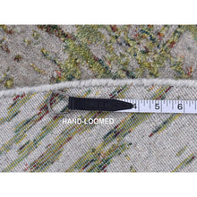 Load image into Gallery viewer, 5&#39;10&quot;x5&#39;10&quot; Thunder Gray, Fine Jacquard Hand Loomed, Modern Safari Jagged Stripe Design, Pure Wool, Round Oriental Rug FWR526272