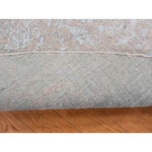 6'x6' Agreeable Gray, Broken and Erased Cypress Tree Design, Pure Wool, Hand Loomed, Round Oriental Rug FWR526278