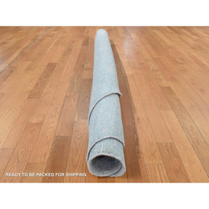 6'x6' Agreeable Gray, Broken and Erased Cypress Tree Design, Pure Wool, Hand Loomed, Round Oriental Rug FWR526278