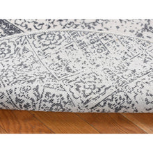 Load image into Gallery viewer, 6&#39;x6&#39; Ivory with Mix of Gray, Hand Loomed with Mamluk Design, Tone on Tone, Pure Wool, Round Oriental Rug FWR526290