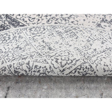 Load image into Gallery viewer, 6&#39;x6&#39; Ivory with Mix of Gray, Hand Loomed with Mamluk Design, Tone on Tone, Pure Wool, Round Oriental Rug FWR526290