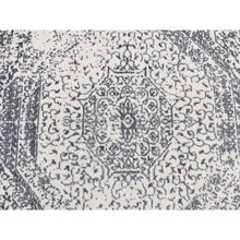 Load image into Gallery viewer, 6&#39;x6&#39; Ivory with Mix of Gray, Hand Loomed with Mamluk Design, Tone on Tone, Pure Wool, Round Oriental Rug FWR526290