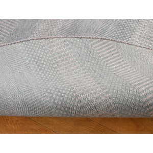 6'x6' Cloud Gray, Wool And Silk, Grass Design, Hand Knotted, Round Oriental Rug FWR526302