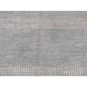 6'x6' Cloud Gray, Wool And Silk, Grass Design, Hand Knotted, Round Oriental Rug FWR526302