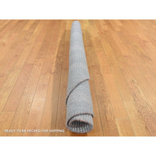 Load image into Gallery viewer, 6&#39;x6&#39; Cloud Gray, Wool And Silk, Grass Design, Hand Knotted, Round Oriental Rug FWR526302