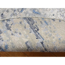 Load image into Gallery viewer, 6&#39;x6&#39; Space Cadet Blue, Broken And Erased Mosaic Design, Wool And Silk, Hand Knotted, Round Oriental Rug FWR526308