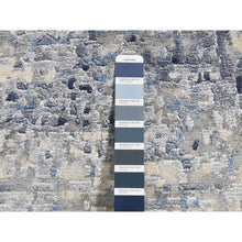 Load image into Gallery viewer, 6&#39;x6&#39; Space Cadet Blue, Broken And Erased Mosaic Design, Wool And Silk, Hand Knotted, Round Oriental Rug FWR526308