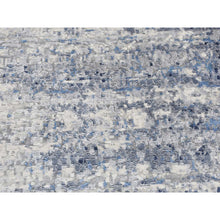 Load image into Gallery viewer, 6&#39;x6&#39; Space Cadet Blue, Broken And Erased Mosaic Design, Wool And Silk, Hand Knotted, Round Oriental Rug FWR526308