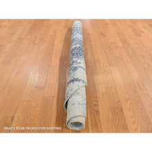 Load image into Gallery viewer, 6&#39;x6&#39; Space Cadet Blue, Broken And Erased Mosaic Design, Wool And Silk, Hand Knotted, Round Oriental Rug FWR526308