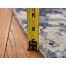 Load image into Gallery viewer, 6&#39;x6&#39; Space Cadet Blue, Broken And Erased Mosaic Design, Wool And Silk, Hand Knotted, Round Oriental Rug FWR526308