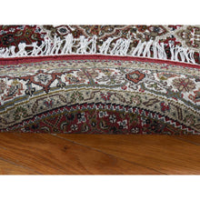 Load image into Gallery viewer, 4&#39;1&quot;x4&#39;1&quot; Vermilion Red, Tabriz Mahi, Pure Wool, Hand Knotted, Round Oriental Rug FWR526326