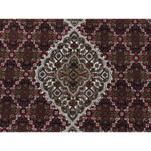 Load image into Gallery viewer, 4&#39;1&quot;x4&#39;1&quot; Vermilion Red, Tabriz Mahi, Pure Wool, Hand Knotted, Round Oriental Rug FWR526326