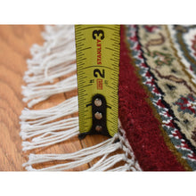 Load image into Gallery viewer, 4&#39;1&quot;x4&#39;1&quot; Vermilion Red, Tabriz Mahi, Pure Wool, Hand Knotted, Round Oriental Rug FWR526326