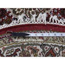 Load image into Gallery viewer, 4&#39;1&quot;x4&#39;1&quot; Vermilion Red, Tabriz Mahi, Pure Wool, Hand Knotted, Round Oriental Rug FWR526326