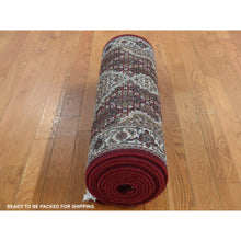 Load image into Gallery viewer, 2&#39;8&quot;x6&#39;10&quot; Sangria Red, Tabriz Mahi, 100% Wool, Hand Knotted, Short Runner Oriental Rug FWR526332
