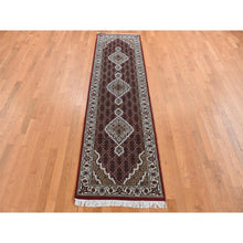 Load image into Gallery viewer, 2&#39;8&quot;x10&#39;5&quot; Sangria Red, Tabriz Mahi, Pure Wool, Hand Knotted, Runner Oriental Rug FWR526350