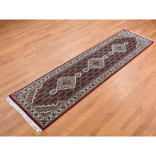 Load image into Gallery viewer, 2&#39;8&quot;x10&#39;5&quot; Sangria Red, Tabriz Mahi, Pure Wool, Hand Knotted, Runner Oriental Rug FWR526350