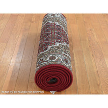 Load image into Gallery viewer, 2&#39;8&quot;x10&#39;5&quot; Sangria Red, Tabriz Mahi, Pure Wool, Hand Knotted, Runner Oriental Rug FWR526350